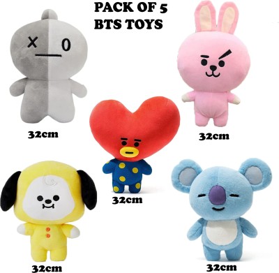 Hug 'n' Feel BTS Combo Pack Of 5 BTS Soft Toys  - 32 cm(Multicolor)