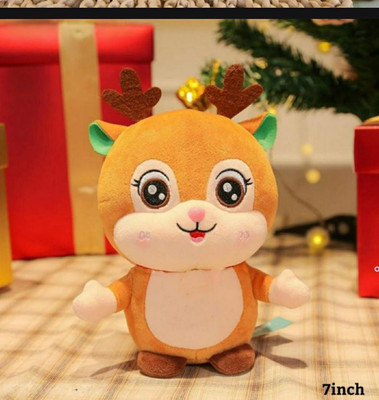 tinytotem Cute Reindeer Plush Toy | Soft Animal Stuffed Toy for Kids & Girls  - 21 cm(Brown)