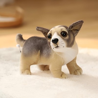 Tickles Cute Chihuahua Dog Soft Stuffed Plush Animal Toy for Kids Girls & Boys  - 20 cm(Brown & Black)