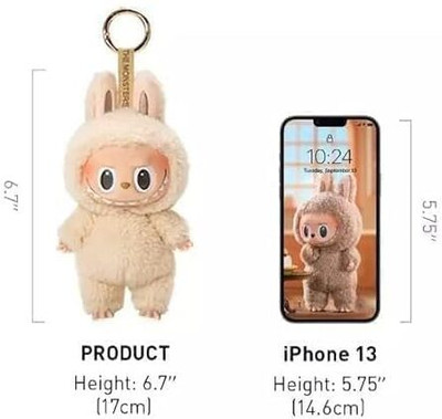 SMARTYWOMEN Labubu Bunny Doll – Soft Plush Toy for Kids & Collectors (25 cm, Multicolor) Key Chain
