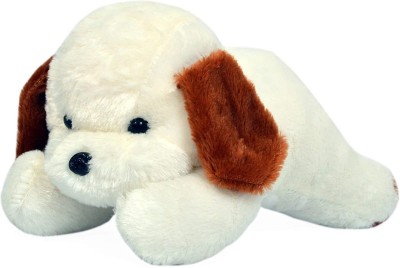 Tickles Adroable Lying Dog Stuffed Soft Plush Animal Toy for Kids  - 48 cm(White & Brown)