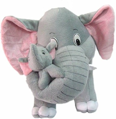 shri walli toys cute mother Beby elephant  - 45 cm(Grey)