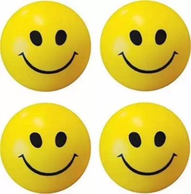 Johnnie Boy Smiley Face Squeeze Stress Reliever Ball, Pack of 4  - 80 mm(Yellow, Black)