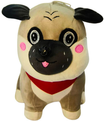 ToyShip Toy Ship Cute Bull Dog/Pug Plush Toy – Soft & Cuddly Dog Stuffed Animal  - 26 cm(Brown)