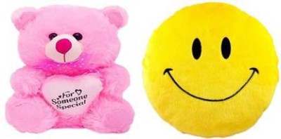 MK Enterprises Smileys And Pink Teddy Bear Soft And Stuffed Toys  - 10 cm(Multicolor)