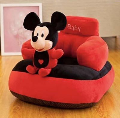 Kids wonders Imported Velvet Kids Sofa Comfortable Soft Plush Cushion Sofa Seat | Rocking Chair for Kids (Mickey)  - 30 cm(Red)