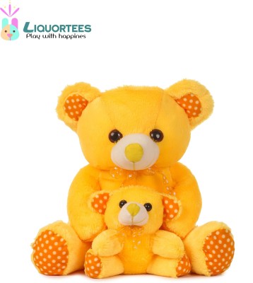 Liquortees Mother and Baby Yellow Teddy bear Soft toy for kids Girls Home Decor  - 35 cm(Yellow)