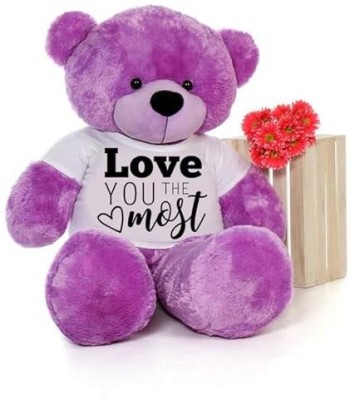 Hug 'n' Feel SOFT TOYS Teddy Bear for Wearing a Love You Most T-Shirt 5 feet Purple  - 152 cm(Purple)