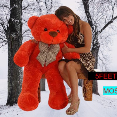 MOSU Teddy Bear 5 feet for Girls, Birthday Gift for Girls, Birthday Gift, Wedding  - 152 cm(Red)