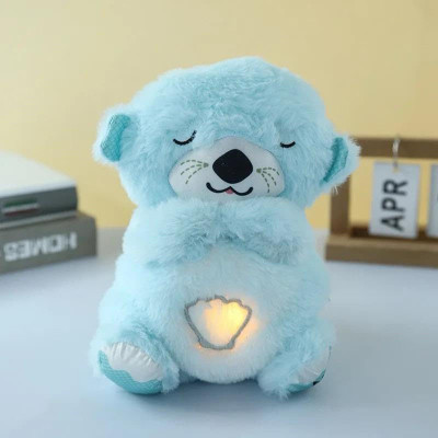 PIRU PACK OF 01 Breathing Otter Glowing Music for Baby Sensory Sleep Lights Rhythmic  - 27 cm(Blue)