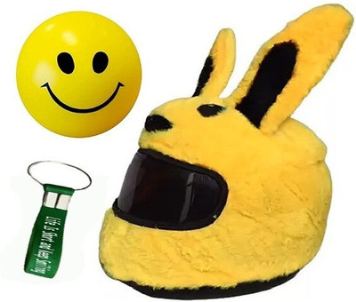 SMILEHUB Bunny Motorcycle Helmet Cover With Smiley Ball for Bike Riders gift Motorbike Helmet(Yellow)