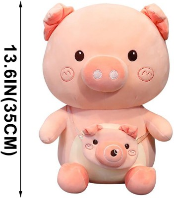 Teddy Daddy Piggy Pig With Camera Bag Soft Toy  - 35 cm(Pink)