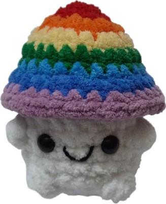 crochet artwork Crochet Amigurumi Handmade Soft Plush Mushroom Toy  - 6 inch(Rainbow)