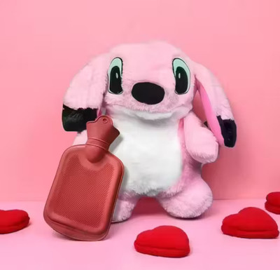 Hemu Stitch Soft Toy with Hot Water Bag – Plush Hugging Pink Bunny & Pain Relief Gift  - 28 cm(Pink)