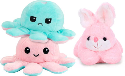 HOUSE OF COMMON Huggable Stuiffed Octopus With Rabit Soft Toy For Kids/Gift Item  - 26 cm(Multicolor)