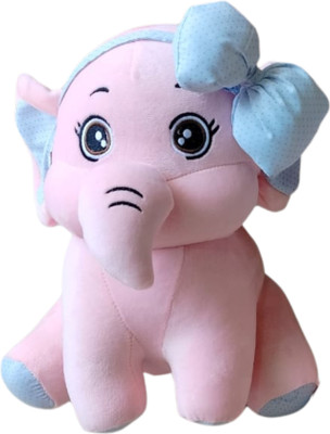 Teddy Daddy Elephant with Bow Super Soft Toy ( 45 cm - 1 Single Piece)  - 45 cm(Pink)