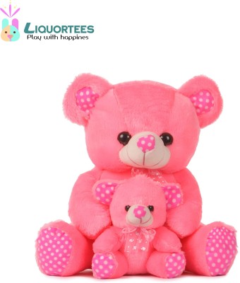 Liquortees Pink Mother and Baby Teddy bear Soft toy Stuffed plush toy for kids  - 35 cm(Pink)