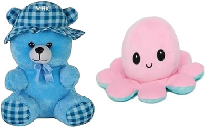 MHK PINK OCTOPUS & BLUE CAP Soft Stuffed Toy  - 18 cm(Multicolor)