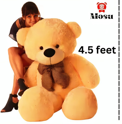 MOSU 4.5 feet Big long soft furr fabric teddy bear for your loved ones  - 137 cm(Yellow)