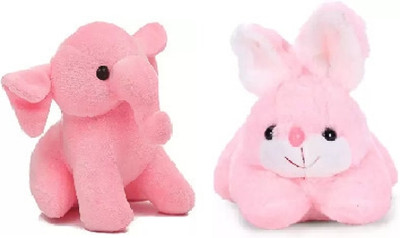HELLOBEAR Combo of 2 Soft Toys Rabit With Pink Elephant Stuffed Soft Toy For Kids  - 30 cm(Multicolor)