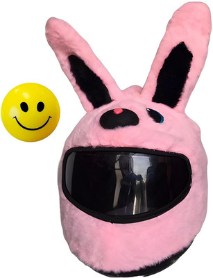 Gking Trendy Rabbit Bunny Face Bike Gelmet Cover With Smiley Ball For Bike Rider Helmet Buckle Clip