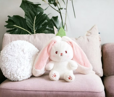ASJS Plush Bunny Toy - Reversible Strawberry Bunny Stuffed Toy  - 35 cm(Pink)