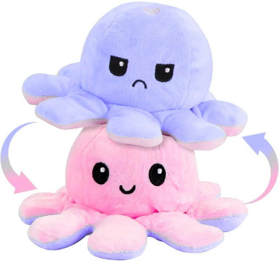 tinytotem Octopus Plushie Reversible Soft Toy Plush for Baby Boys Girls| Best Gift Kids  - 30 cm(Pink, Blue)