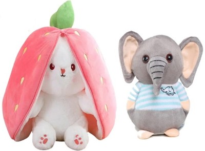 BestLook Reversible Pink Bunny Plush Toys, Rabbit Soft Toys with White Rabbit Soft Toy 2  - 30 cm(Pink)