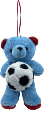 Tickles Hanging Teddy Holding Football Soft Stuffed Plush Animal Toy For kids  - 20 cm(Blue)