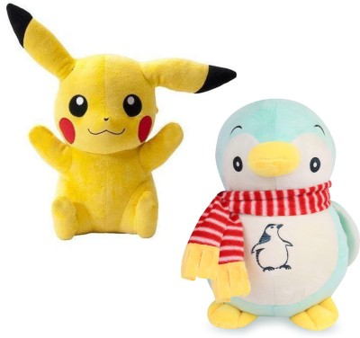 VIJAYPALTRADERS Pikachu with Penguin Stuffed Toys For Children Playing Teddy Bear  - 20 cm(Yellow)