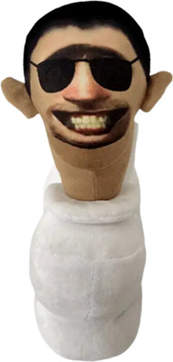 TechMax Solution Scary Toilet Smile with Goggles Toilet Plush Toy  - 30 cm(White)
