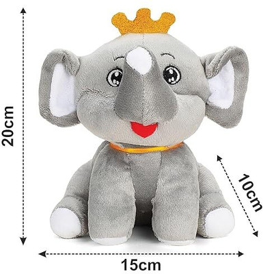 Lattice Plush Cute Crown Elephant Soft Toy for Kids - 20 CM  - 20 cm(MULTICOLORR)