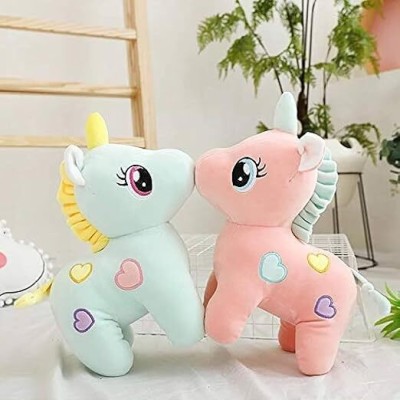 dk enterprises Unicorn girls And Kids gift item Stuffed Toys SET Of 2 - 25 cm (Multicolor)  - 25 cm(Multicolor)