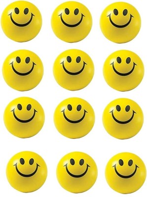 Synlark Stress Reliever Smiley Ball, Emoji Happy Smiley Face Squeeze Ball, Pack of 12  - 7 cm(Yellow)