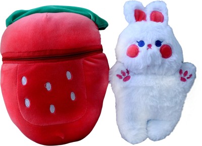 ERA SOFT TOYS Strawberry Bunny with Zipper Beg / For kids  - 35 cm(Carrot colour)