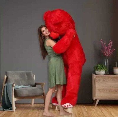 SK TOYS Plush Teddy Bear, Red Soft Fur, Heart Pattern Tie, Stuffed Animal  - 185 cm(Red)