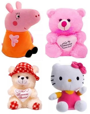 Anidhi Soft Toys for Kids Boys & Girls Playing Teddy Bear Peppa pig Combos of 4  - 29 cm(Multicolor)