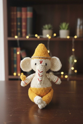 MynaMo Handmade Crochet Lord Ganesha  - 15 cm(Yellow)