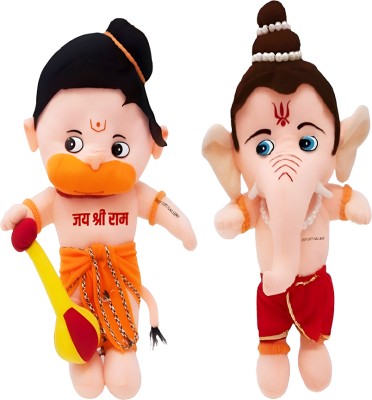 Jeet Gift Gallery Set of 2 Bal Ganesh & Hanuman Soft Toys – Unisex  - 25 cm(Multicolor)