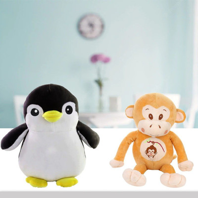 ZOQQI cute black penguin and naughty monkey soft stuffed toy  - 50 cm(Multicolor)