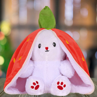 dryphon Strawberry Reversible Bunny Zipper Rabbit Soft Plush Toys for Girls & Kids  - 30 cm(Orange)