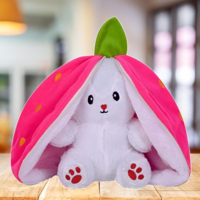 Toyingly Dark Pink Zipper Strawberry Bunny Soft Toy for Cute Kids  - 35 cm(dark pink)