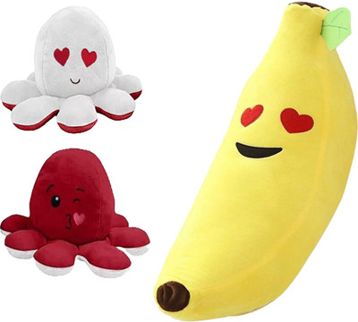 HELLOBEAR Soft Banana Cushion Pillow With Octopus Soft Toy  - 40 cm(Yellow)
