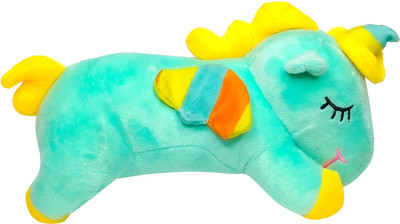 snuglystuff Polyester Flying Sleeping Unicorn Soft Toy: Magical Gift for Siblings,Gift  - 25 cm(Green)