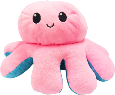 shizuha Reversible Plush Big Octopus Soft Toy, Pink and Turquoise Mood Expression Design  - 19 cm(Multicolor)