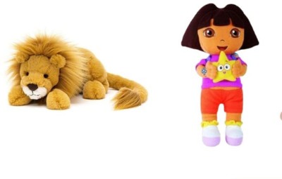 AVSHUB Soft Plush Cute 35cm Lion and 35 cm Dora Combo Toy for Kids  - 35 cm(Multicolor)