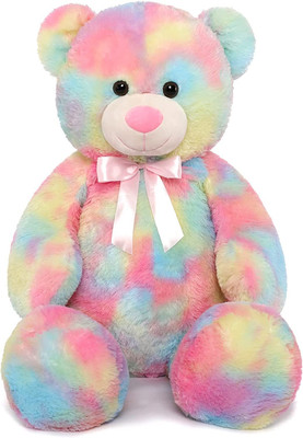 NISHKAM Rainbow teddy Plush Multicoloured Plush Toy  - 30 cm(Multicolor)