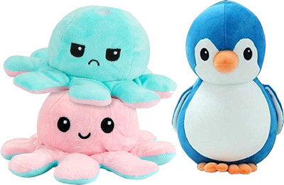 HELLOBEAR Huggable Stuiffed Octopus With Penguine Soft Toy For Kids/Gift Item  - 26 cm(Multicolor)