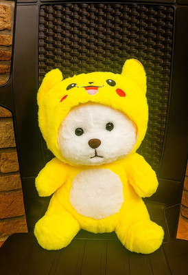 MARSELITE Hoodie Cap Stuffed Teddy Bear Toy | Lovable Huggable | Birthday Gifts  - 28 cm(Yellow)