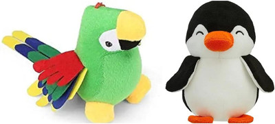 SHIVANGI COLLECTIONS SHIVANGI-Pack Of 2 Super Soft Penguin With Parrot Soft Toy  - 25 cm(Multicolor)